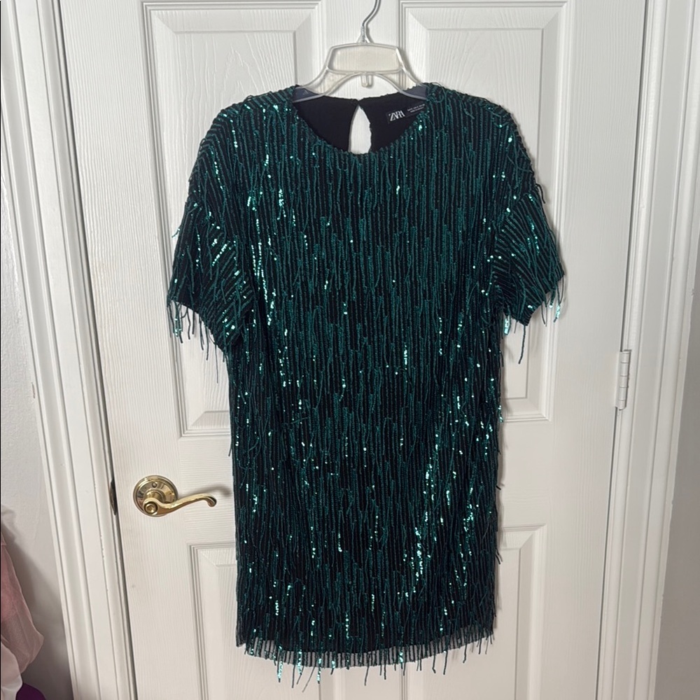 Zara Green Sequin Mini Dress